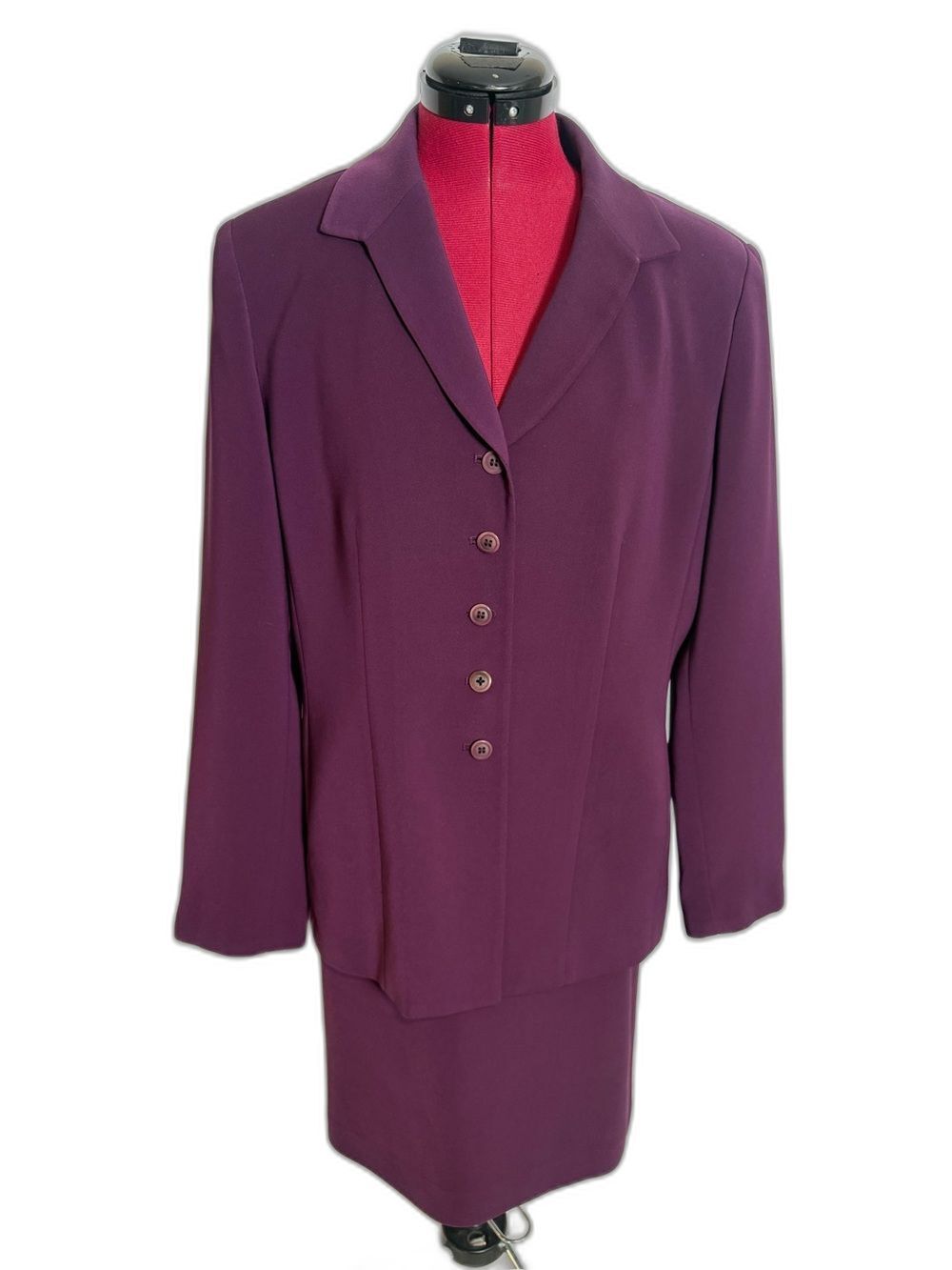 Kasper Tailored Skirt Suit Women's Size 14P Purple 2-Piece Set Blazer & Skirt